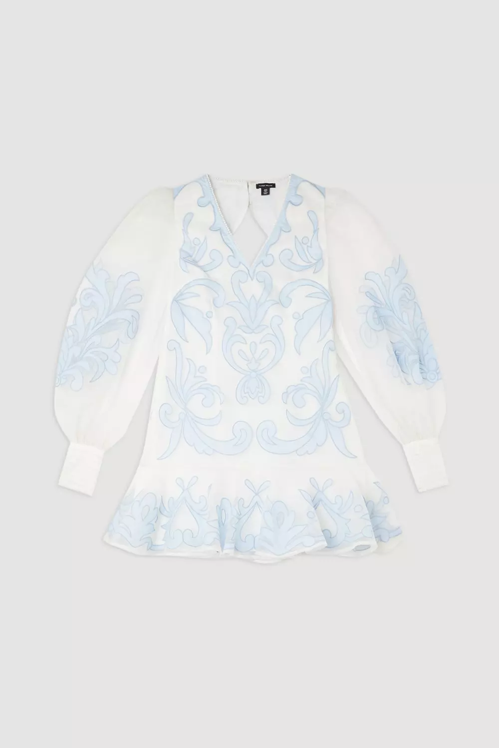 Applique Organdie Buttoned Woven Mini Dress | Karen Millen